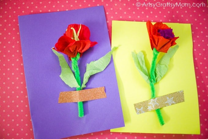 Handmade crepe flower card for moms