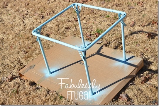 Second coat of spray paint for the folding table makeover