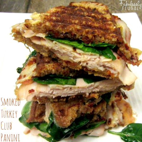 turkey club panini sandwiches stacked