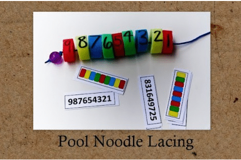Pool noodle lacing and counting