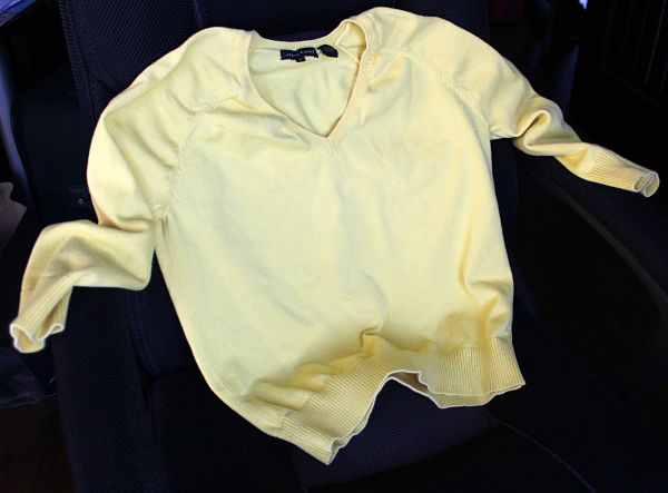 Yellow sweater after drying 