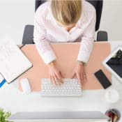Amazon: Genuine Leather Desk Pad (Pink, 15.7x31.5 inches) $18.19 After...