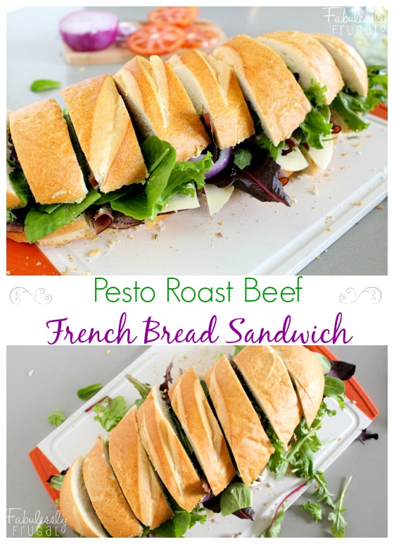 pesto roast beef french bread sub sandwich