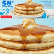 Today Only! 58¢ Short Stack of IHOP Pancakes