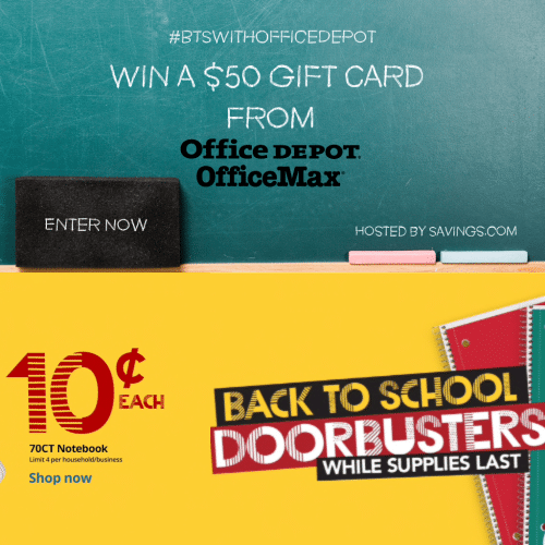 Office Max/Office Depot Notebooks 0.10 Cents! Plus 500 in Gift Cards