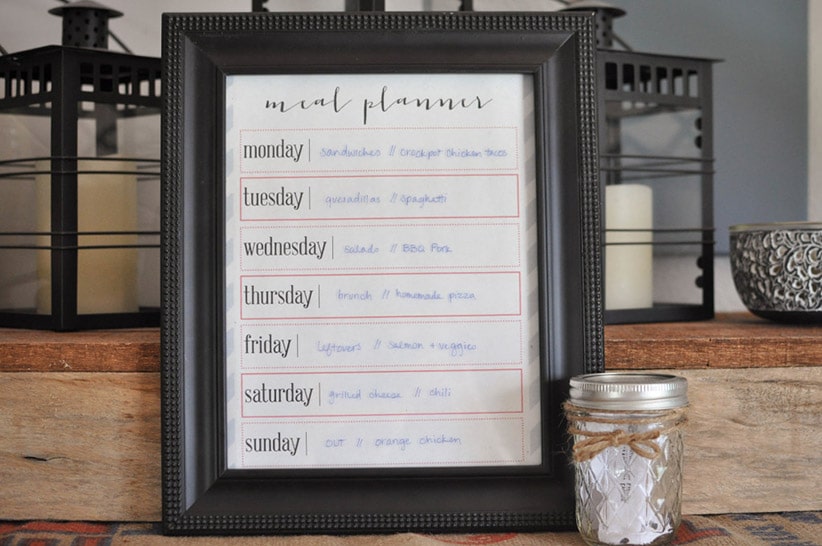 Picture frame meal planner