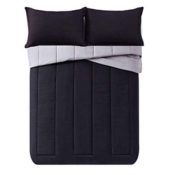 Amazon: 3 Pieces Queen Reversible Comforter Set, Black and Grey $15.50...