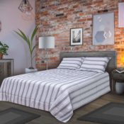 Amazon: Set of Queen Comforter + 2 Pillow Shams, Burrs Stripe $14.50 After...