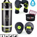MaxxMMA Training & Fitness Heavy Bag + Neon Yellow Washable Heavy Bag Gloves L or XL & Punching Mitts + Bamboo Hand Wrap - FREE SHIPPING!