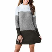 Amazon: Cowl Neck Long Sleeve Color Block Knit Dresses Choose from 3 Colors!...