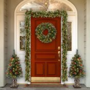 Amazon: 9 Foot by 10 Inch Crestwood Spruce Garland with Silver Bristle...