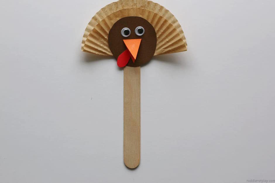 Popsicle stick turkey puppets