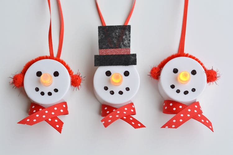 Tea light snowmen ornaments