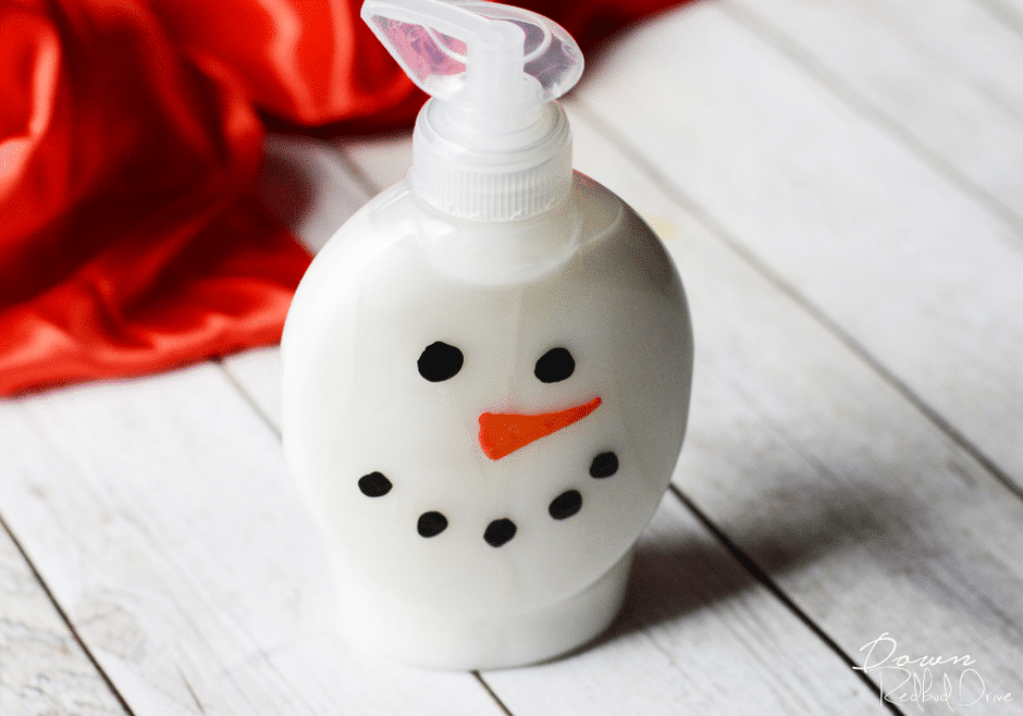 Snowman soap bottle