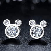 Gift Boxed, Sterling Silver Mickey Mouse Rhinestone Earrings from $7.20!...