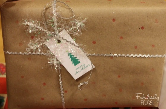 Polka dotted brown bag gift wrap