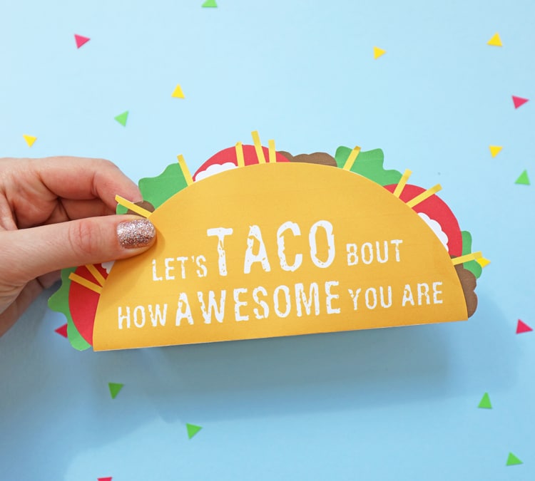 Taco gift card holder "Let's talk about how awesome you are"