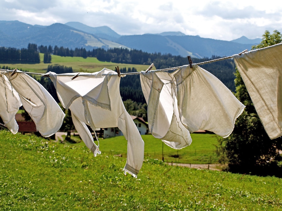 Hang drying laundry