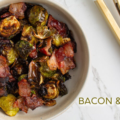 Air Fryer Brussels Sprouts with Bacon Maple Syrup