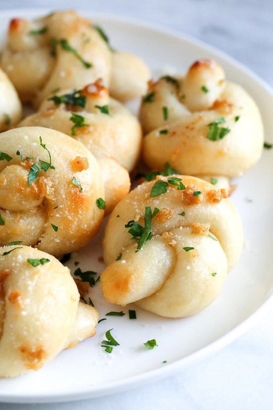 Several garlic knots on a plate