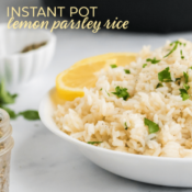 Lemon parsley rice in a bowl