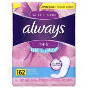 Amazon: 162-Count Always Thin Daily Wrapped Liners, Unscented $5.74 (Reg....