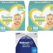Walmart: 2 Boxes of Pampers Swaddlers + FREE $20 Walmart Gift Card Bundles...