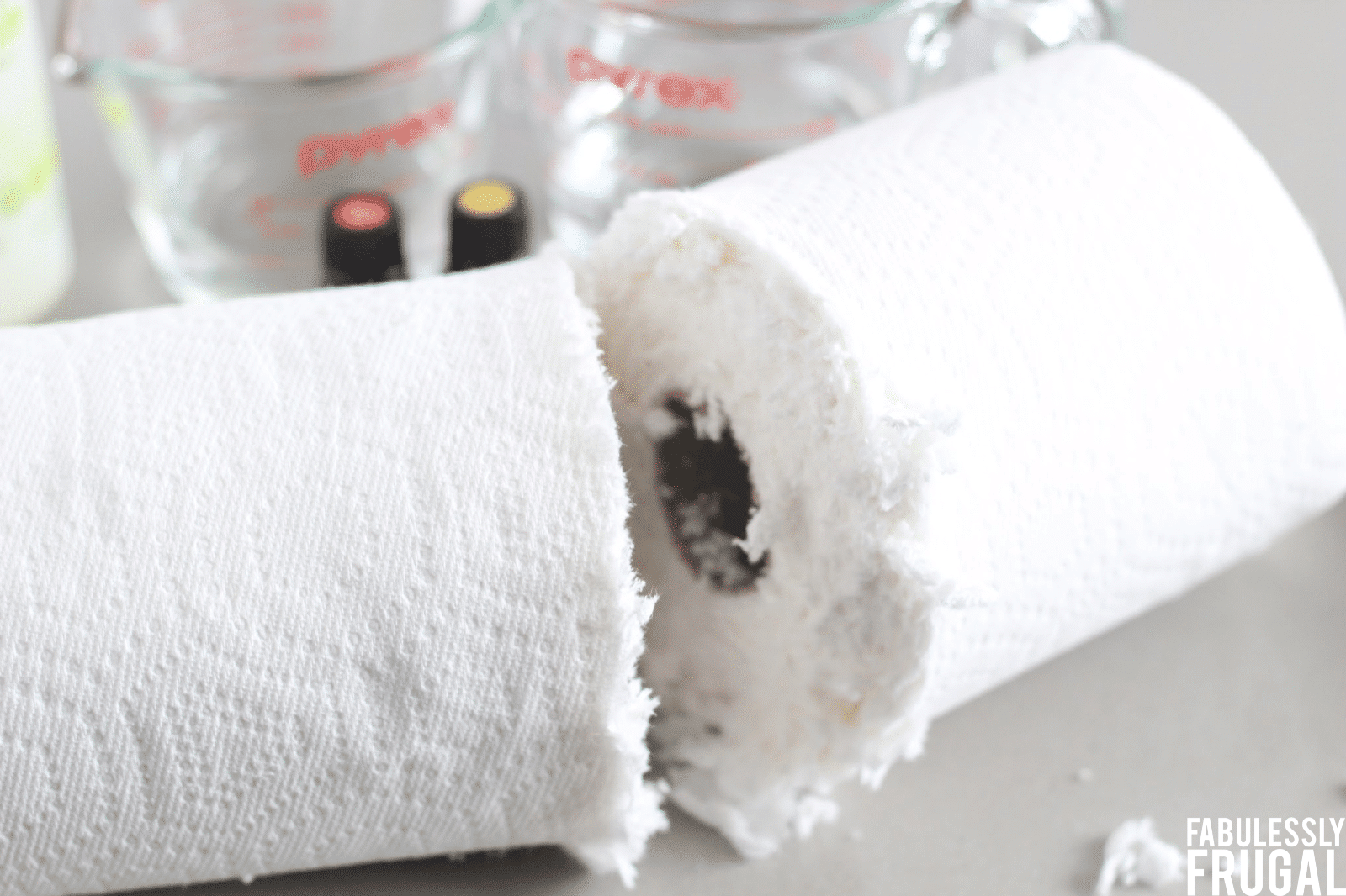 Paper towel roll cut in half