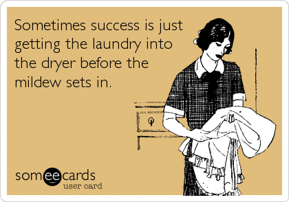 Sometimes success is just getting the laundry into the dryer before the mildew sets in