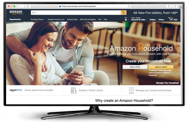 Screen with Amazon website homepage on it