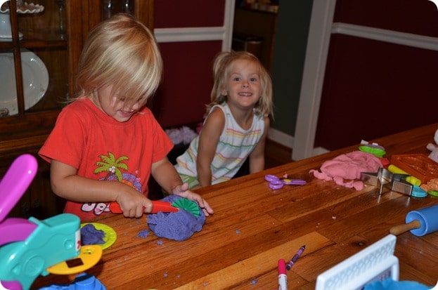 kids playing with the best homemade playdough