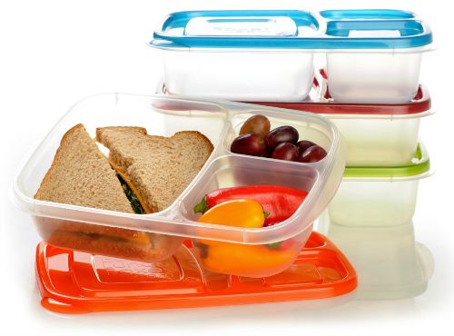 EasyLunchboxes 3-Compartment Bento Lunch Box Containers, Set of 4, Classic