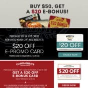 Bonefish Grill, Carrabba's, & Outback: FREE $20 Bonus e-Card with $50...