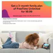Amazon: FreeTime Unlimited 3-Month Family Membership 99¢ (Reg. $29.99)