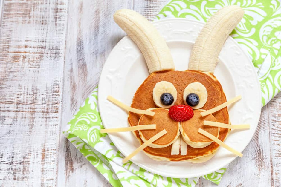 Easter bunny pancake with banana ears