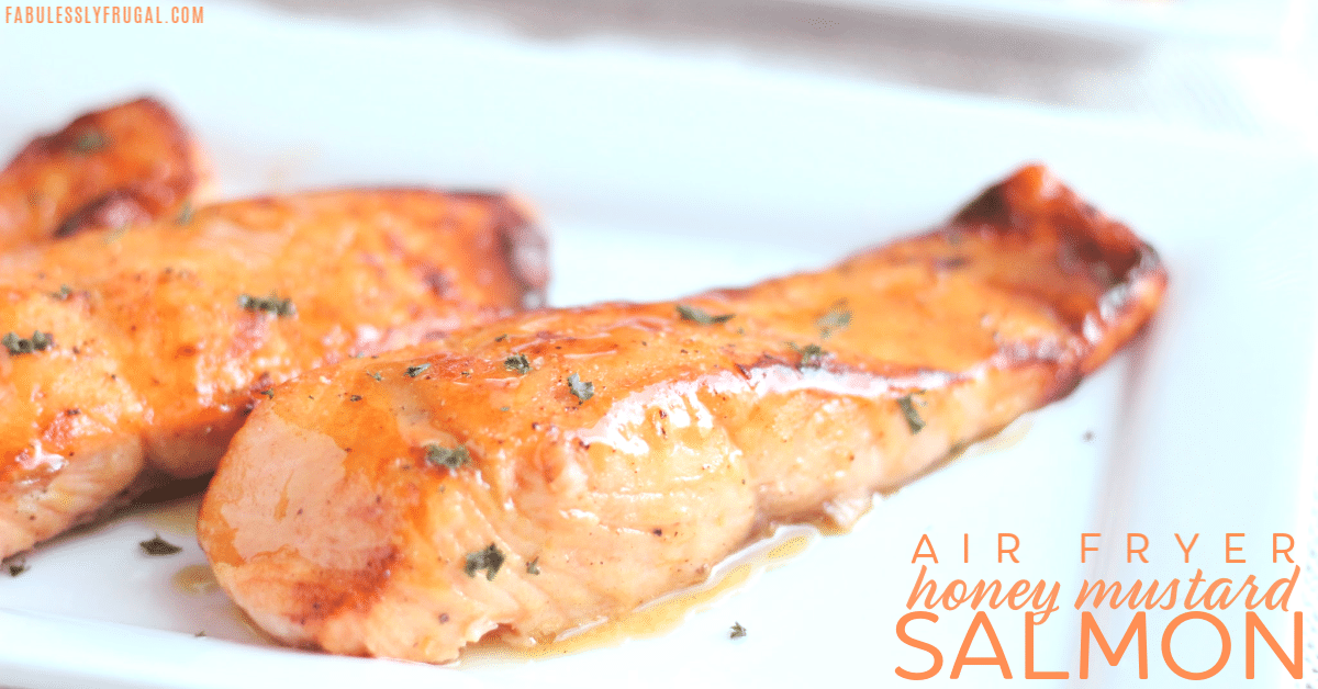 Air fryer salmon with honey mustard glaze