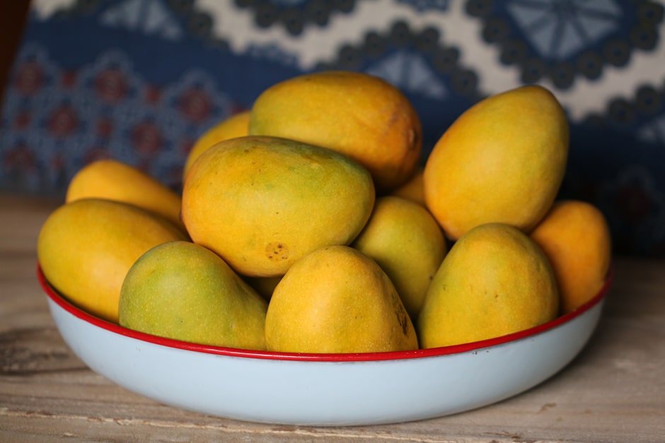 Bowl of yellow mangos