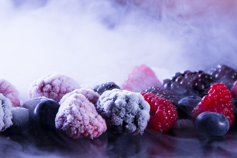 Frozen berries thawing