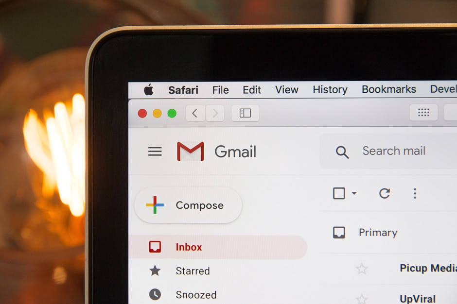 Gmail open on laptop