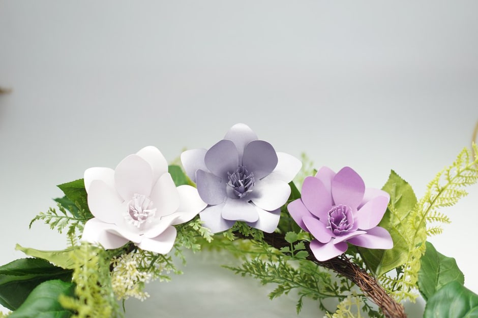 3 different colored paper magnolias