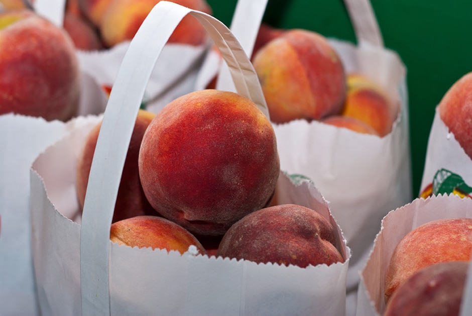 Bags of peaches