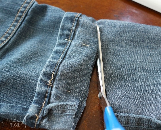 Cutting fabric from pants