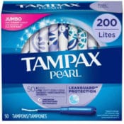 Amazon: 200 Tampax Pearl Tampons, Light Absorbency, Unscented as low as...