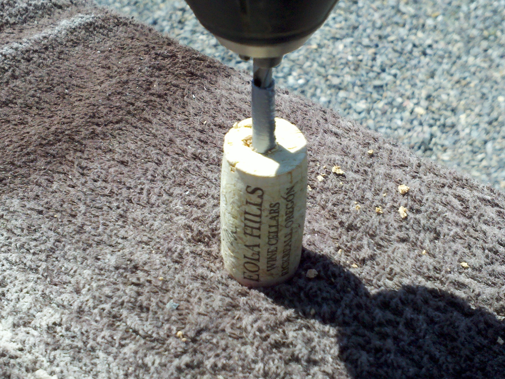 Drilling a hole in DIY cork plant marker
