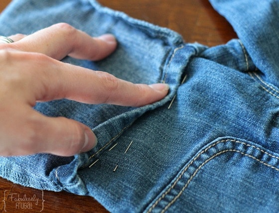 Keep the original hem of the jeans or pants when you shorten or make into shorts
