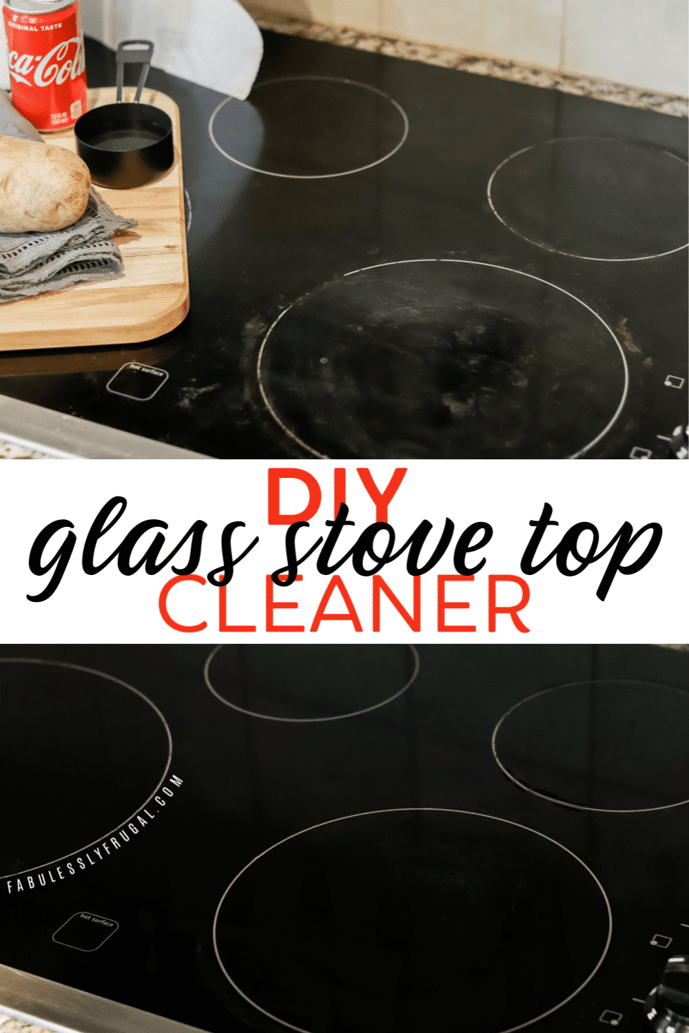 Before and after using homemade glass stove top cleaner