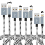 Amazon: 4-Pack iPhone Braided Nylon Fast Charger Cable $7.49 After Code...