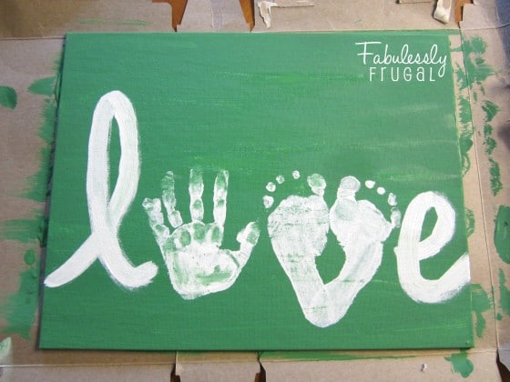 Finished handprint love sign