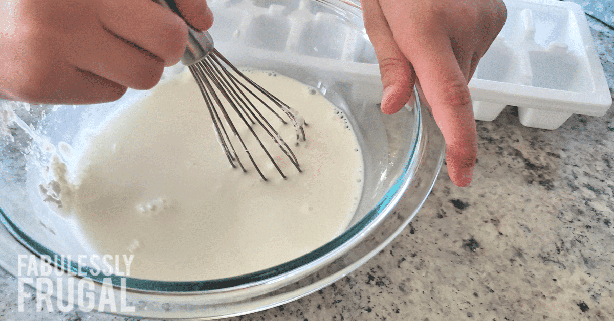 DIY ice chalk water and corn starch
