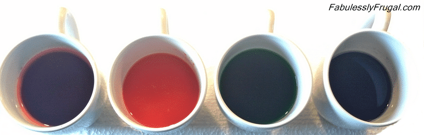 Kool aid egg dye in cups